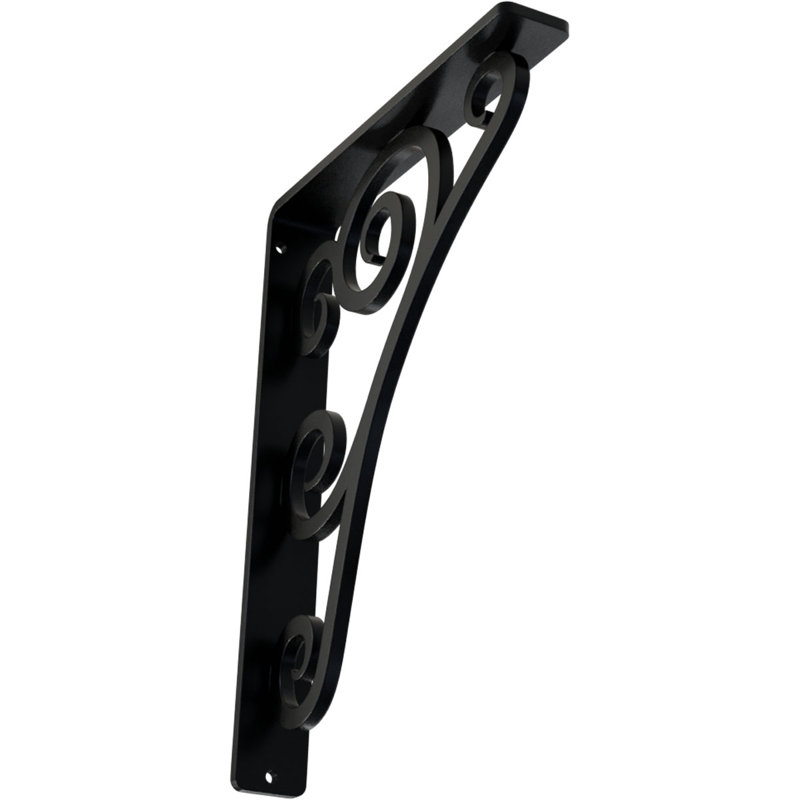 Tristan Wrought Iron Bracket, 10" H x 1.5" W x 7.5" D, Black