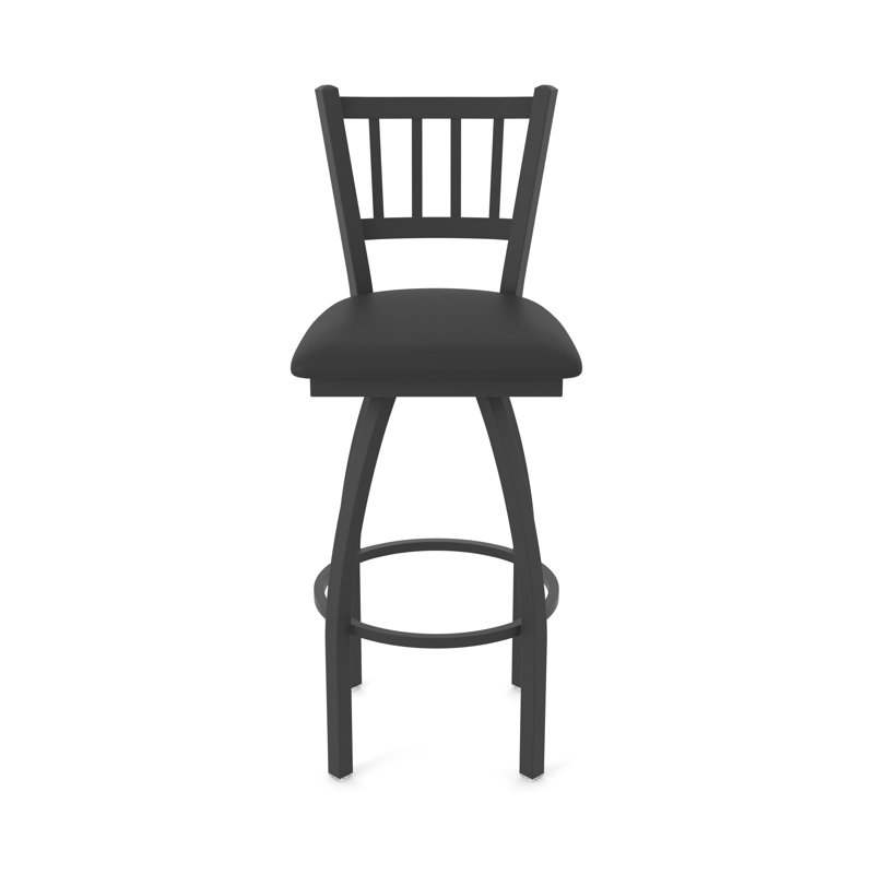 Tabouret pivotant 810 Contessa, Vinyle - vinyle noir, Noir froissé, Tabouret de comptoir (siège d'une hauteur de 25 p
