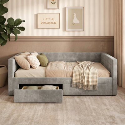 Upholstered Extendable Daybed With Trundle And Drawers