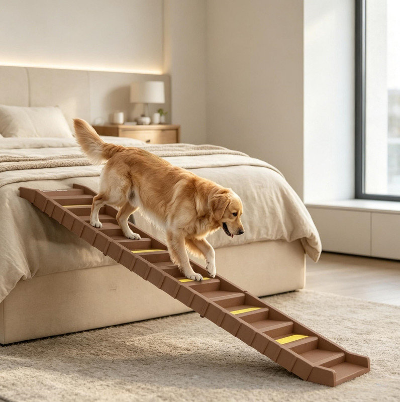 Rampe d'escalier brune pliable pour chien, Brown