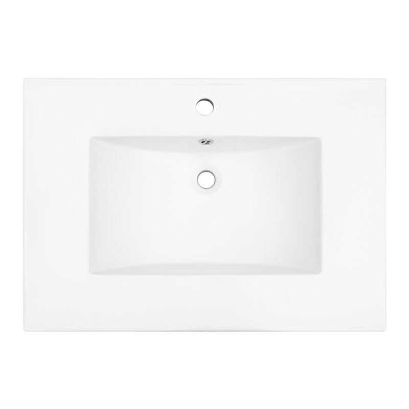 30.2"X18.5" White Rectangular Vanity Top Sink, 1 Faucet Hole, Acid , Overflow Functionality, Ample Space Single Layout, Feature, Stain Easy To Maintain