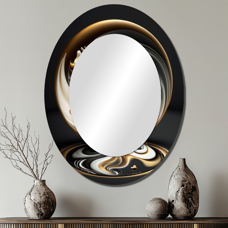 Miroir mural ovale doré et noir, 40 po x 30 po