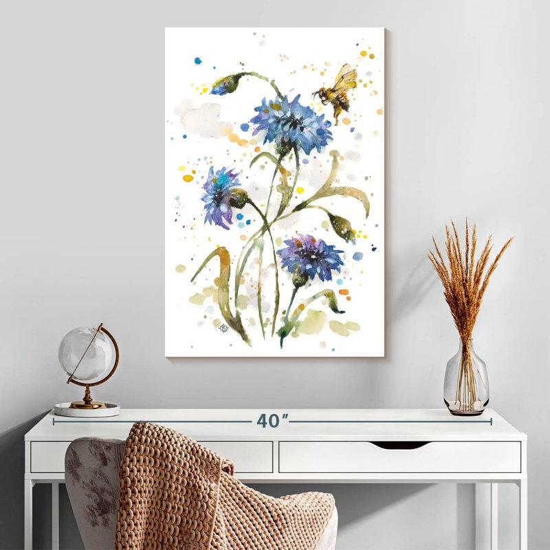 Harnek Cornflower And Bumblebee, 30" H x 20" W