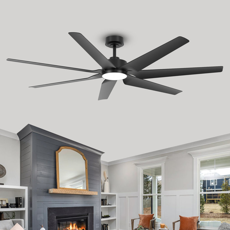 65'' Modern Ceiling Fan With Light, Quiet Dc Motor, 7 Blades Ceiling Fan, App & Remote Control Smart Ceiling Fan, Indoor Outdoor Ceiling Fan With Remote For Bedroom, Living Room, Patio, Porch