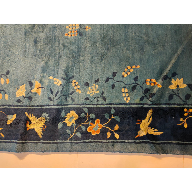 Tapis bleu antique en laine de grande taille Pékin
