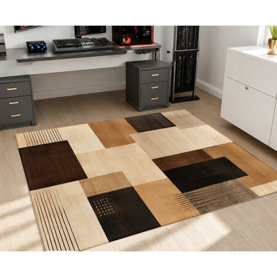 Tapis géométrique abstrait, design contemporain moderne, envers antidérapant, lavable à la machine, tapis d'intérieur élégant pour salon, chambre, salle à manger, décoration intérieure