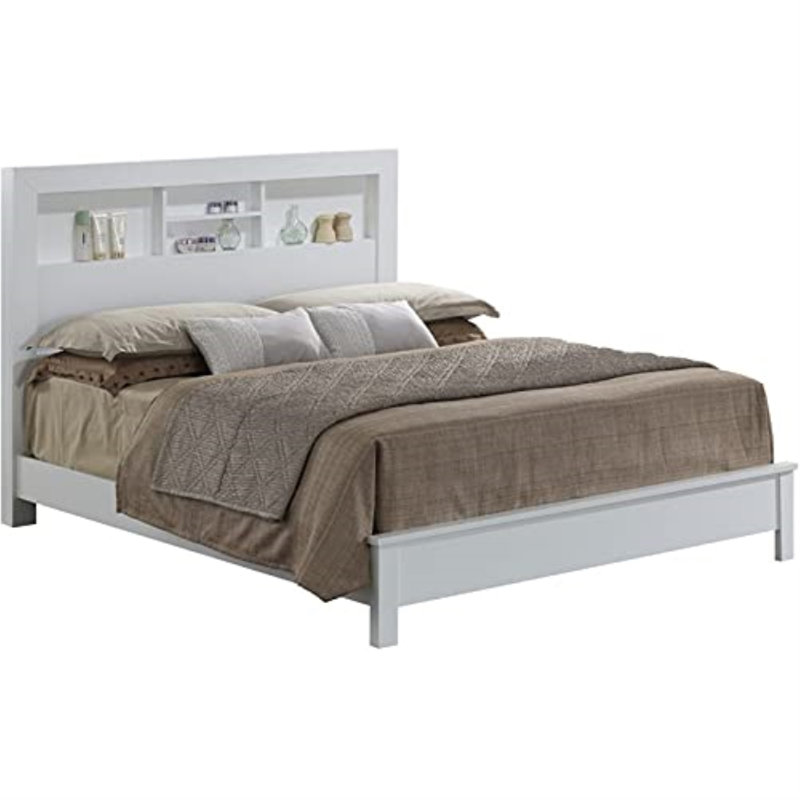 Lisbon Bookcase Bed, White, King