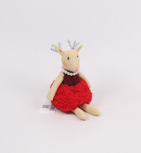 Sitting Reindeer Girl In Dress Christmas Figure - 5.5"