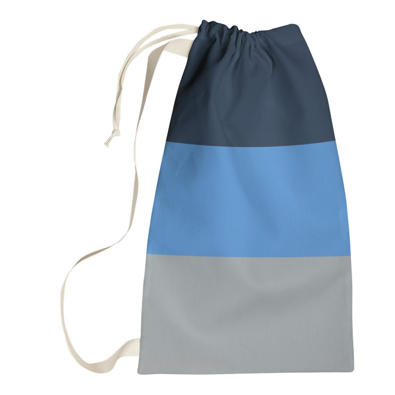 Laundry Hamper with Handles, Small (29" H x 18" W), Blue Accent