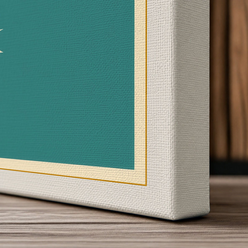 Bamboo in Teal Japandi - Wrapped Canvas, 30x20 - 76.2 x 50.8 cm, Cream Border