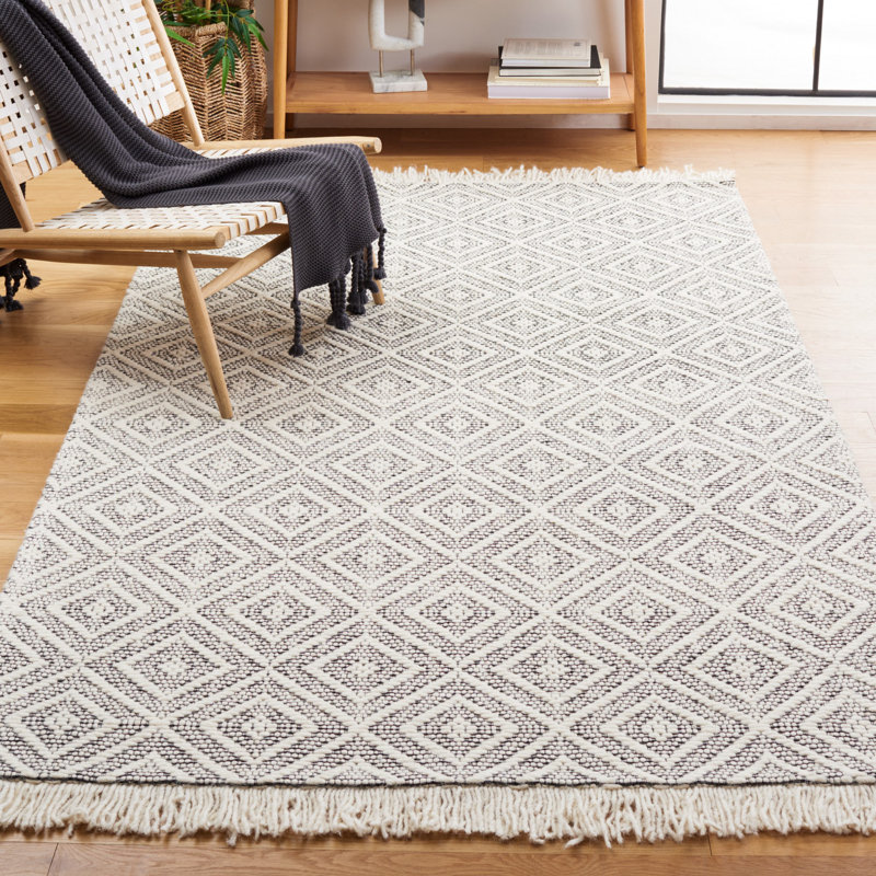 Tapis géométrique en laine et en coton tissé à la main Castillo, Rectangle 6 pi x 9 pi
