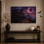 Art mural sur toile Halloween manoir gothique avec chariot et ciel éclipse mauve-1961623999