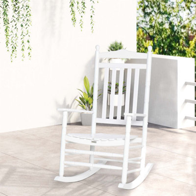 Chaise berçante en bois à haut dossier Outsunny