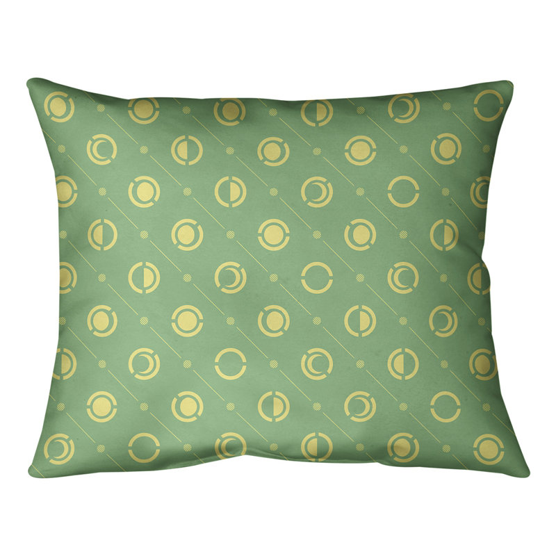 Coussin lombaire Moon phases, H 10 po x l 14 po, Vert/jaune, Duvet/plume