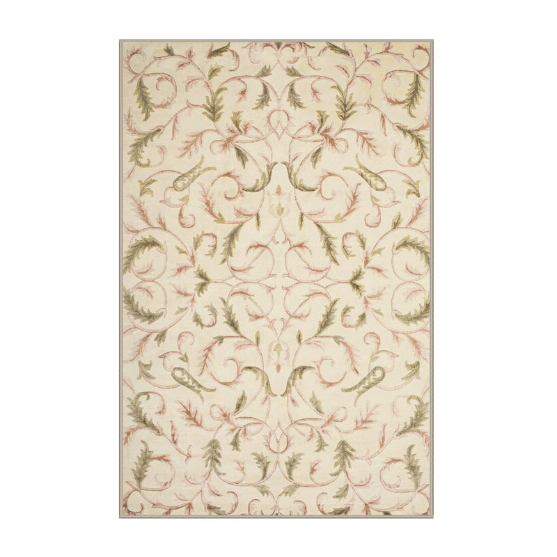 Tapis décoratif floral beige iyana, Rectangle 5 pi x 7 pi