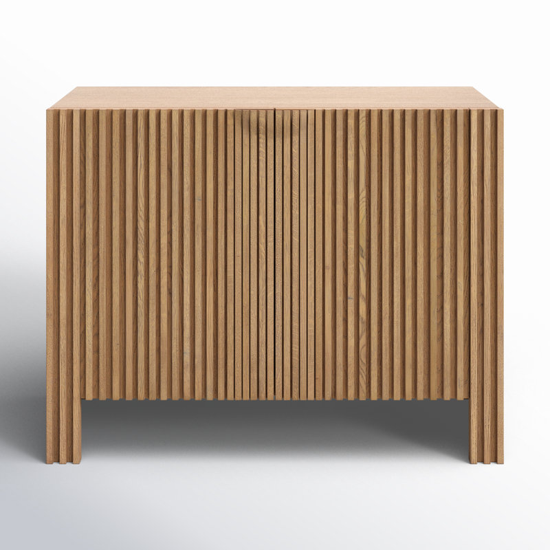 Fallon 41" Natural Oak Wood Sideboard with Panel Design