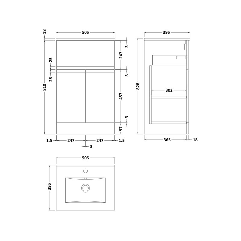Urban 505mm Single Bathroom Vanity with Basin, Satin Blue