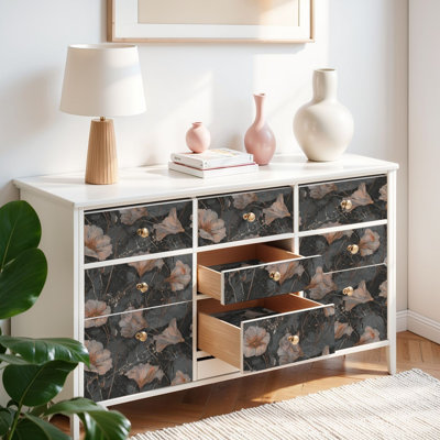 Papier peint auto-adhésif élégant avec vignes botaniques foncées foncées auto-adhésives et amovibles 17,7 po x 118 po (45 x 300 cm)