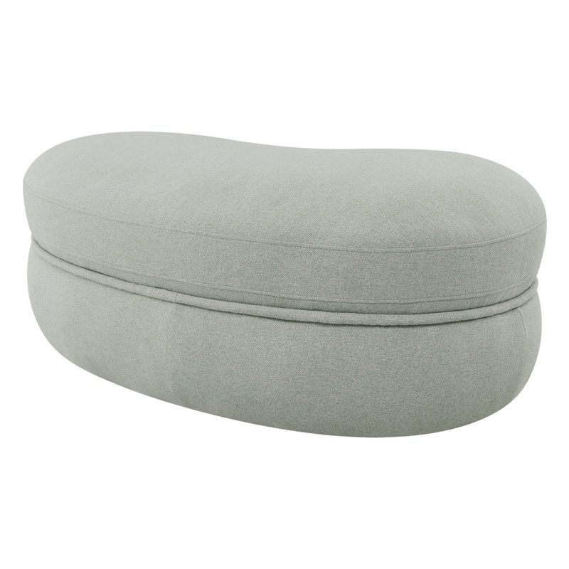 Modern Wave-Inspired Upholstered Ottoman, Aloe Polyester