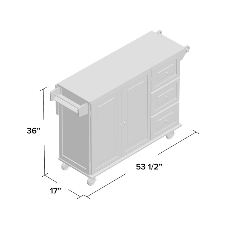 Arlonda Solid Wood Top Kitchen Cart, Off White