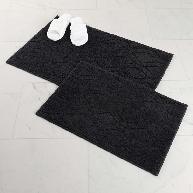 Ensemble de 2 tapis de salle de bain Brou, MOYEN - ensemble 2 pièces, Noir