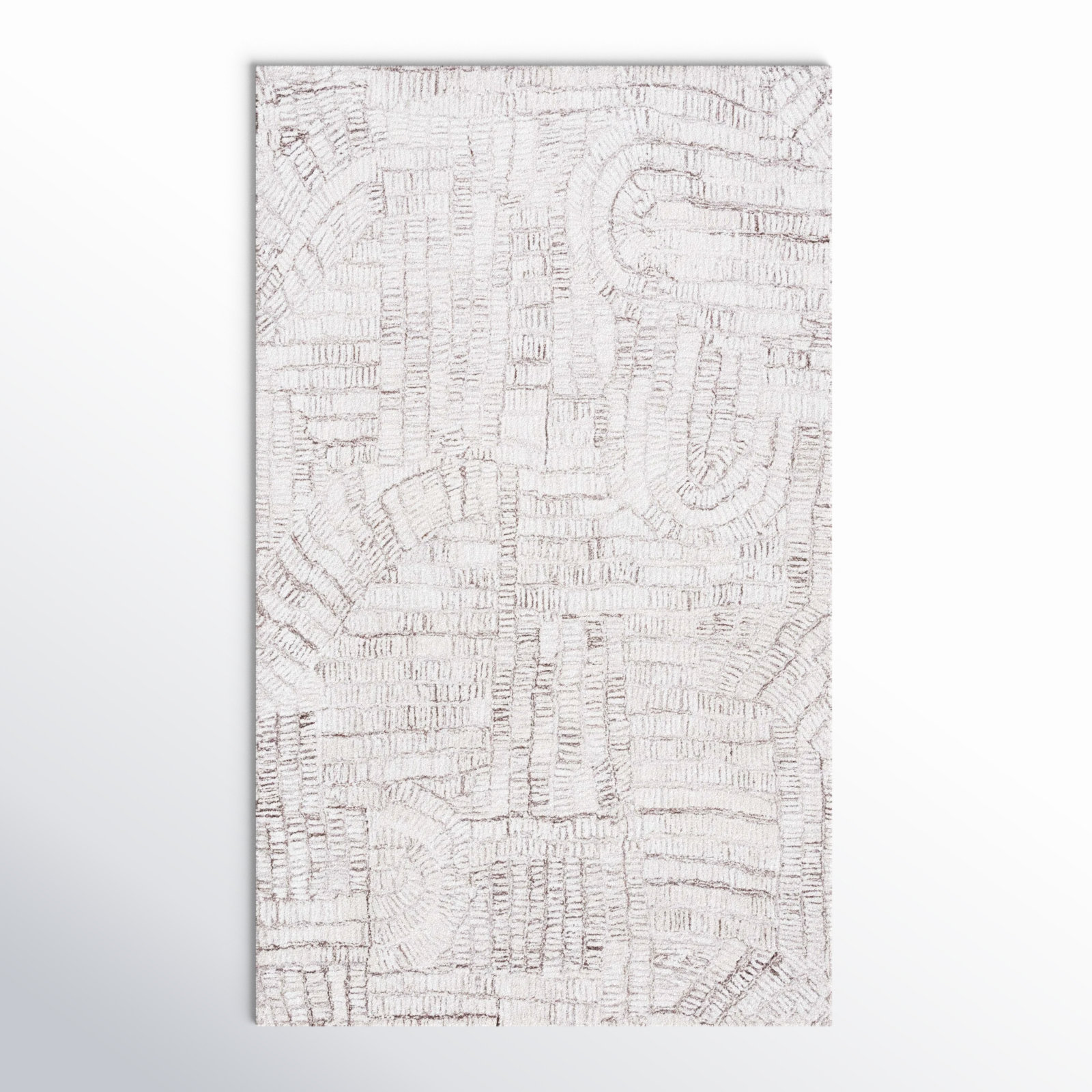 Ashwin Hand Tufted Ivory/Browm Rug, Rectangle 3' x 5'