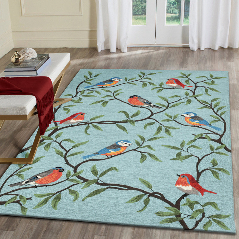 Carbonell Hand Tufted Floral Indoor / Outdoor Rug, Rectangle  5' x 7'6"