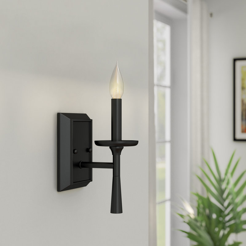 Lampe murale avec bougie et noir mat 1 lumière dimm Burtundy