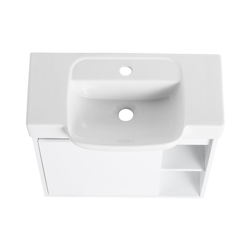 Meuble-lavabo compact compact blanc brillant et évier, conception moderne peu encombrante