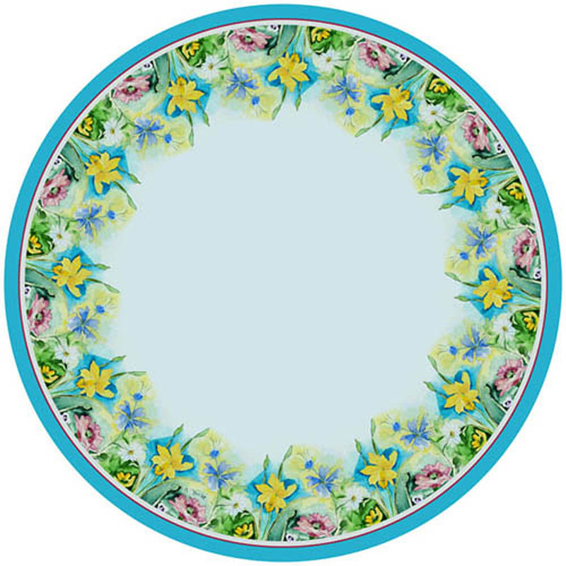 Floral Round Tablecloth, 68" W Round