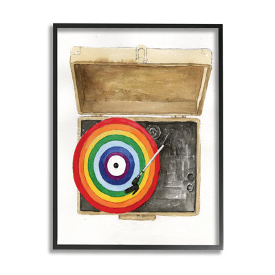 Reproduction de disque arc-en-ciel encadrée sur bois par Masey St. Studios, impression