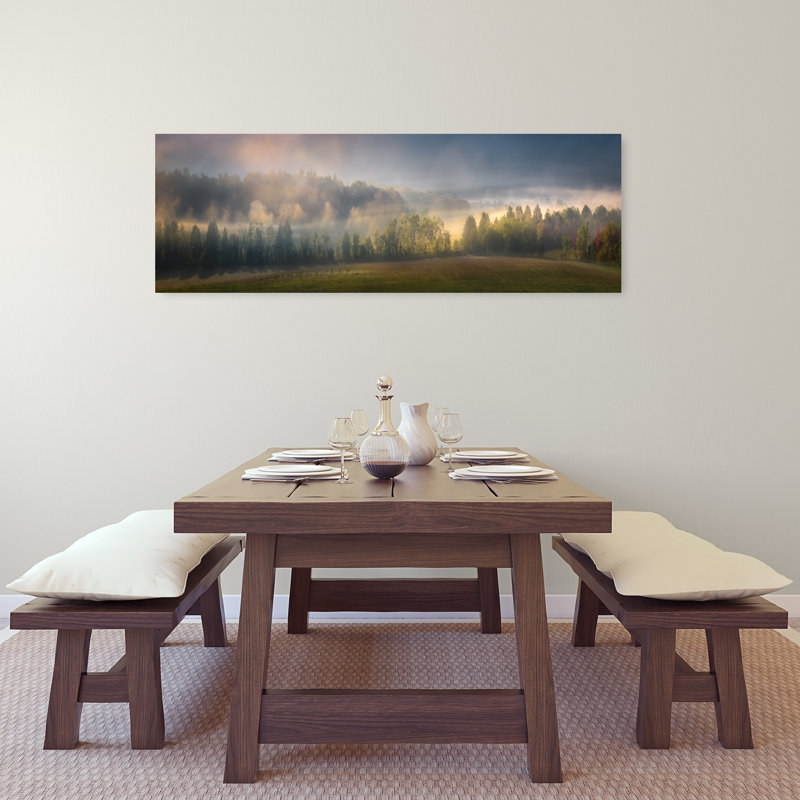 Golden Forest Mist by Jianping Yang - Wrapped Canvas Panoramic Print, 121.92 cm H x 40.64 cm W