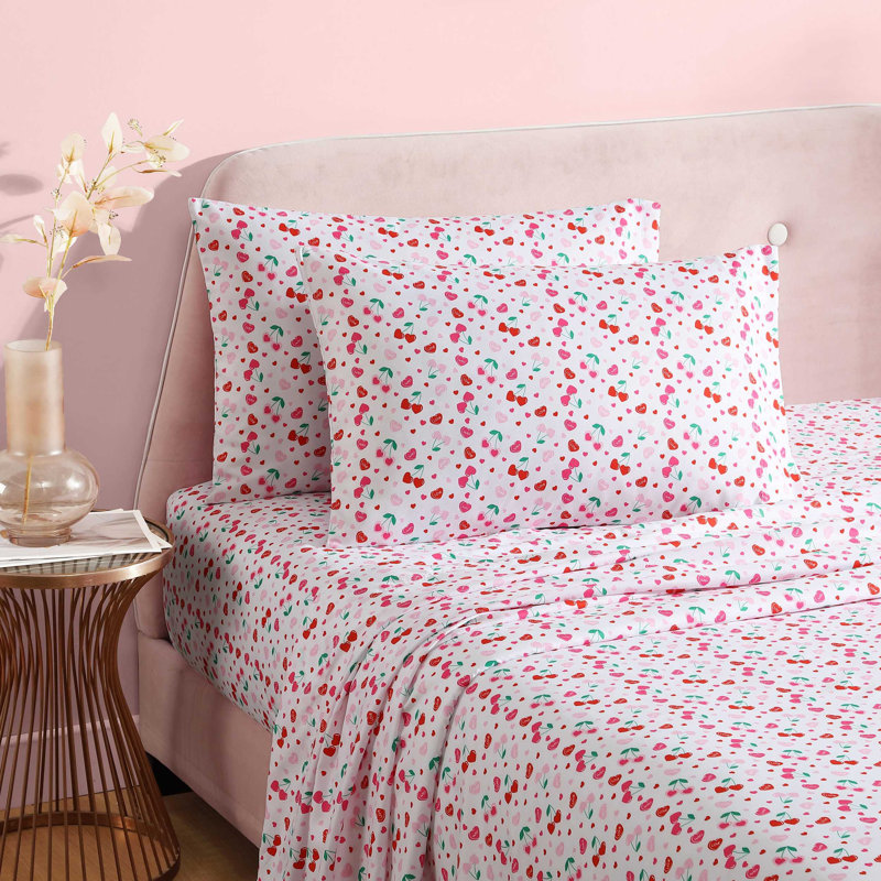 Sweet Tart Cherries Pink Twin XL Microfiber Bedding Set