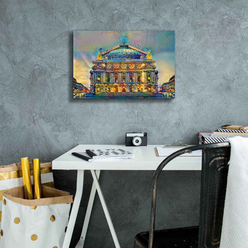 «Paris France Opera Garnier» par Pedro Gavidia, art mural sur toile, L 18 po x H 12 po
