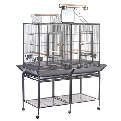 Double Bird Cage with PlayStand, 55.12" Tall.