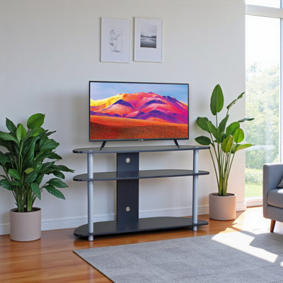 Eris black and silver TV stand with engineered wood, 39.06'' W X 13.04'' D X 23.04'' H