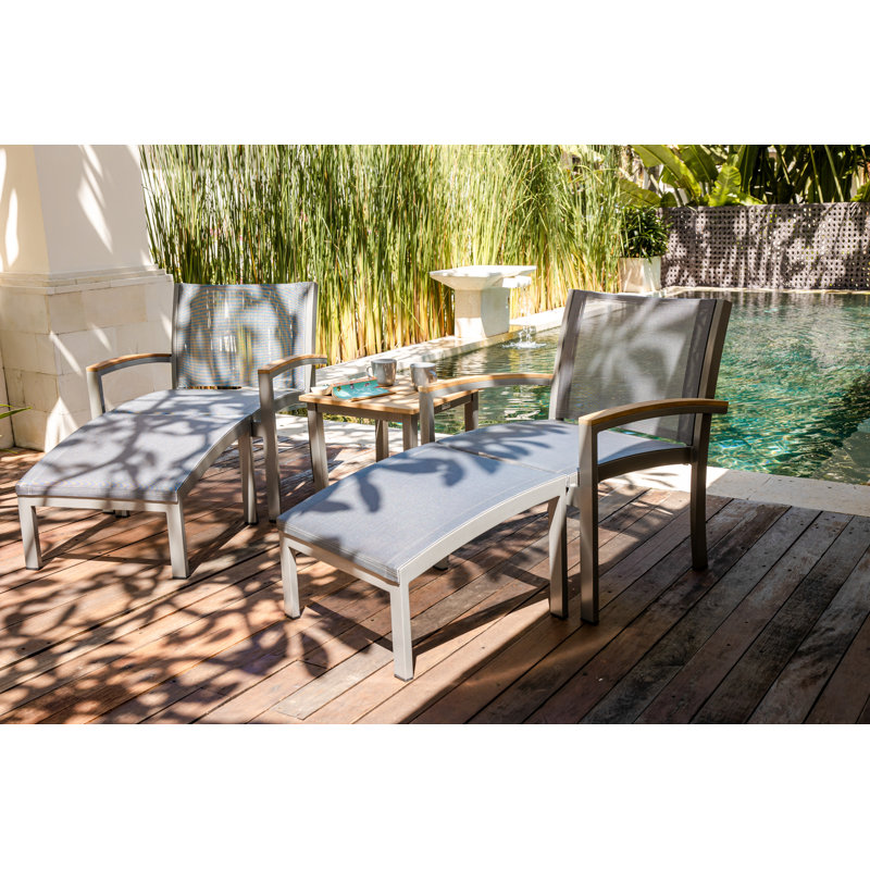 Soho 20" Teak Aluminum Outdoor Tall Square Side Table, Silver