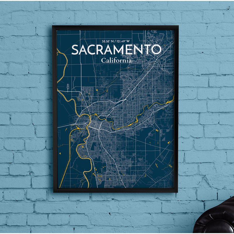 Sacramento City Map - No Frame Print, 50.8cm H x 40.6cm W x 0.13cm D