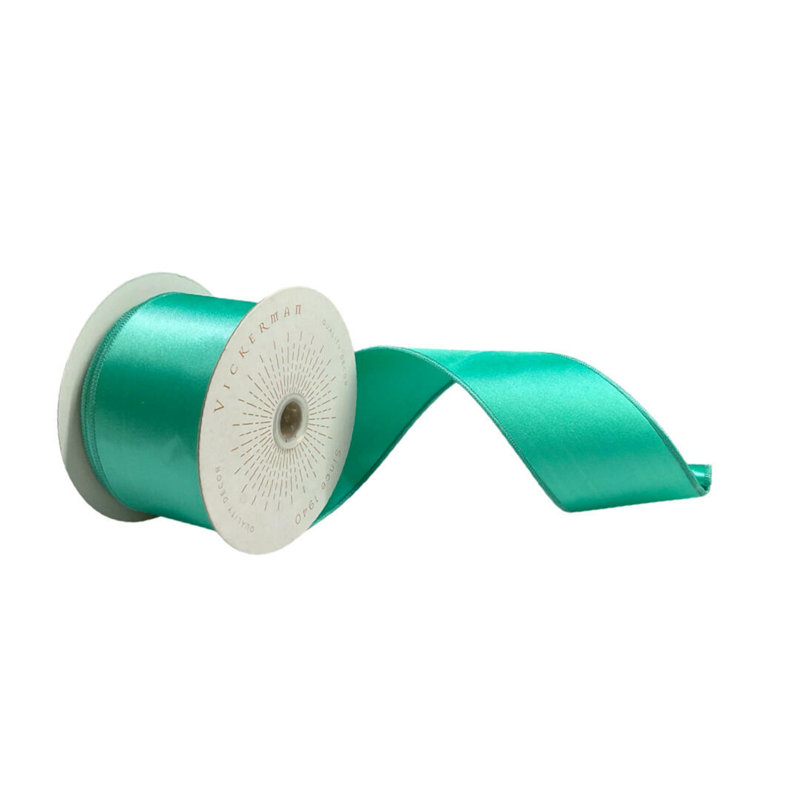 Vickerman 10yd Satin Christmas Ribbon, Teal, 0.2" H x 360" W x 2.5" D
