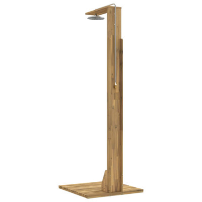 219 cm H Stainless Steel and Solid Wood Free Standing
