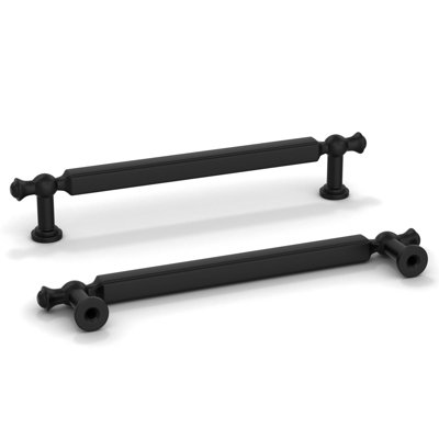 10 Pack Black Cabinet Handles 5in Cabinet Pulls Matte Black Drawer Pulls Kitchen Drawer Handles Zinc Alloy Dresser Hardware for Bathroom Cupboard Bedroom, 128mm Hole Centers