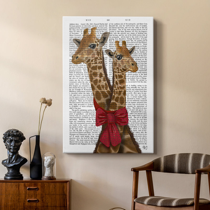 Girafes et arc - Cavas de galerie sur mesure, H 18 po x l 12 po