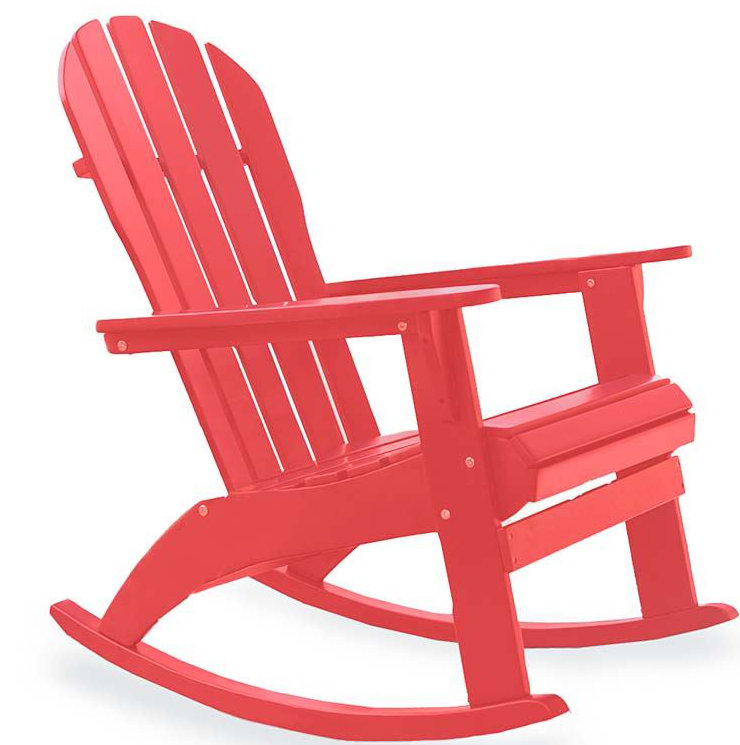 Chaise Adirondack à bascule en bois massif, rouge