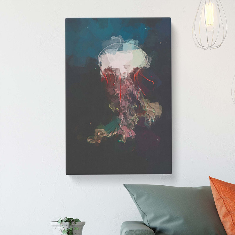 Beauty of a Jellyfish in Abstract - Wrapped Canvas, 60cm H x 40cm W x 3cm D