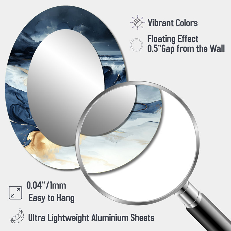 Miroir mural Moonlight Beach II - Bleu, 40 po x 30 po
