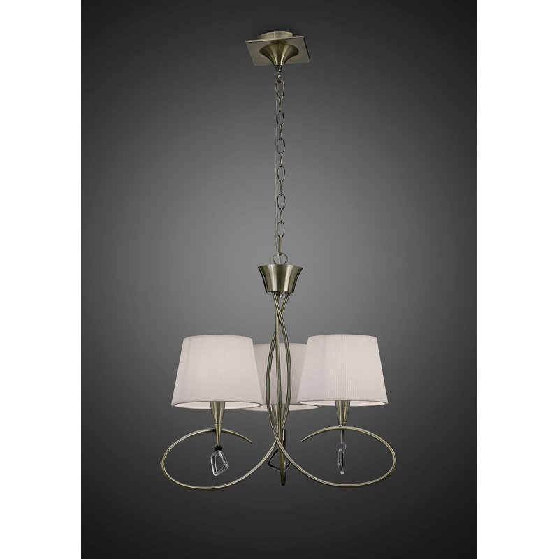 Eurich 3 - Light Shaded Chandelier, Antique Brass