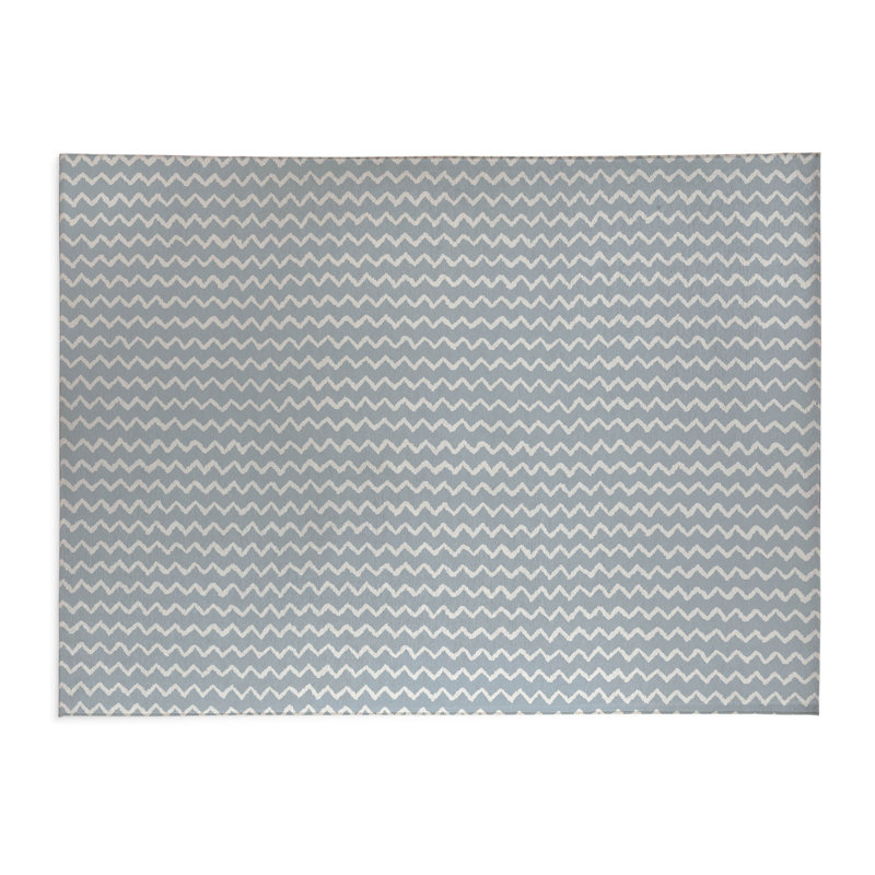 Chevron Wave Kids Play Mat, Slate Blue/Blue, Rectangle 3' x 5'