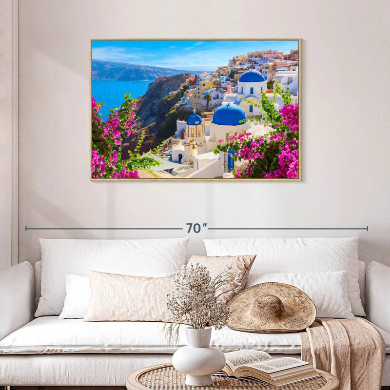 Perspectives d'Oia, Cadre flottant en bois naturel, 43 po x 29 po