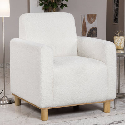 Mason White Boucle Fabric Arm Chair - Luxurious Comfort, Chic Design & Easy Assembly