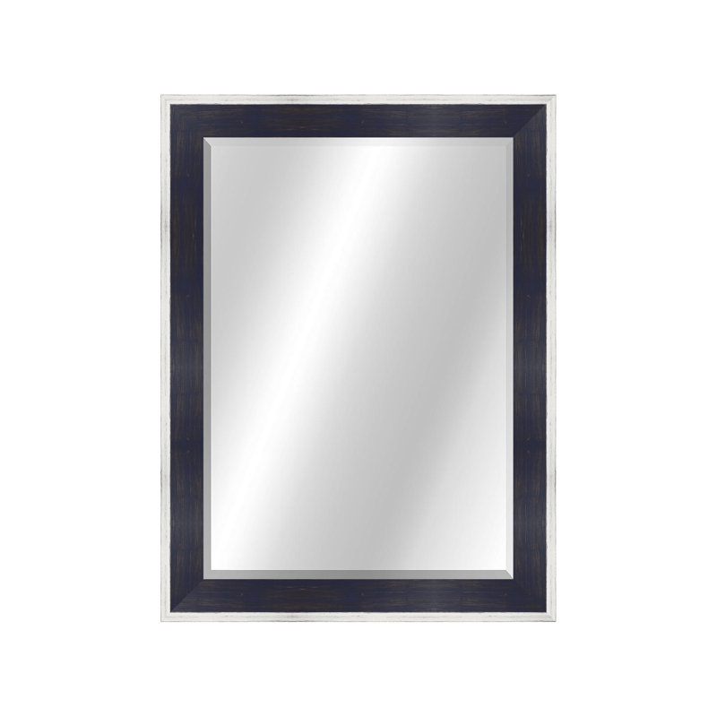 Country Colors II Rectangle Solid Wood Wall Mirror, 42.5" x 30.5", White/Blue